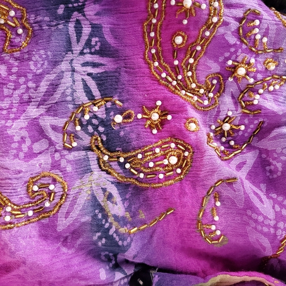 VTG Ikad Multicolored Boho Hippie Artsy Beaded Rayon Layered Tunic Top One Size - Picture 5 of 11